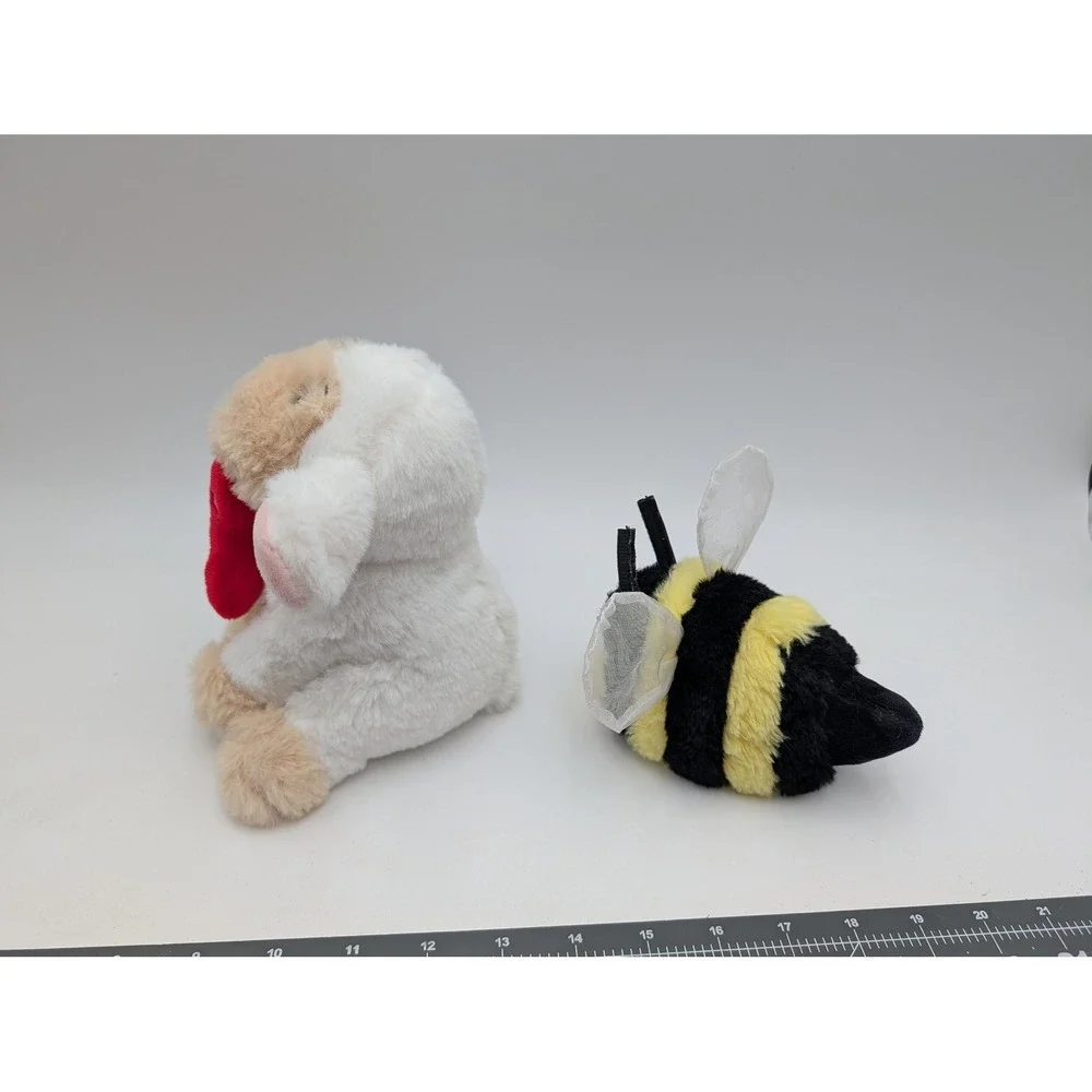 Ganz Plush Stuffed‎ Animal Lot Lamb Bee White Yellow Wool Ewe Be Mine Heart